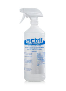 Spray bottle of medical surface disinfectant
