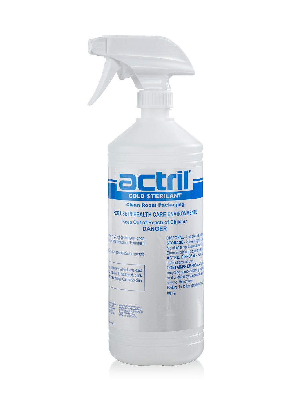 Spray bottle of medical surface disinfectant