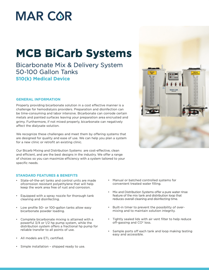 Lit MCB Bicarb System Data W3T576502g