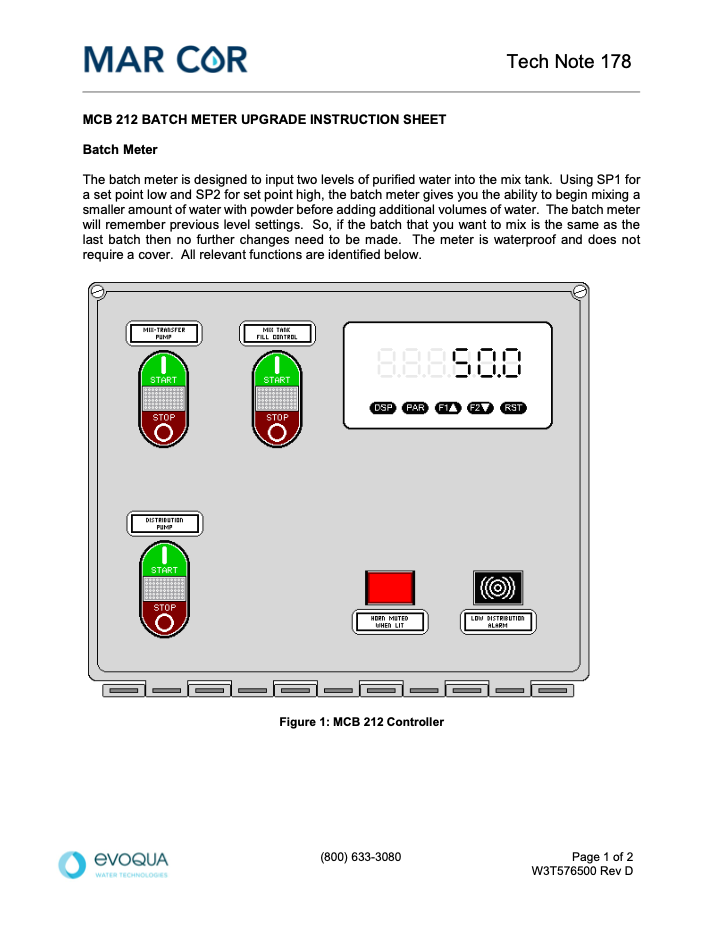 TN178 MCB 212 Batch meter Upgrade W3T576500d